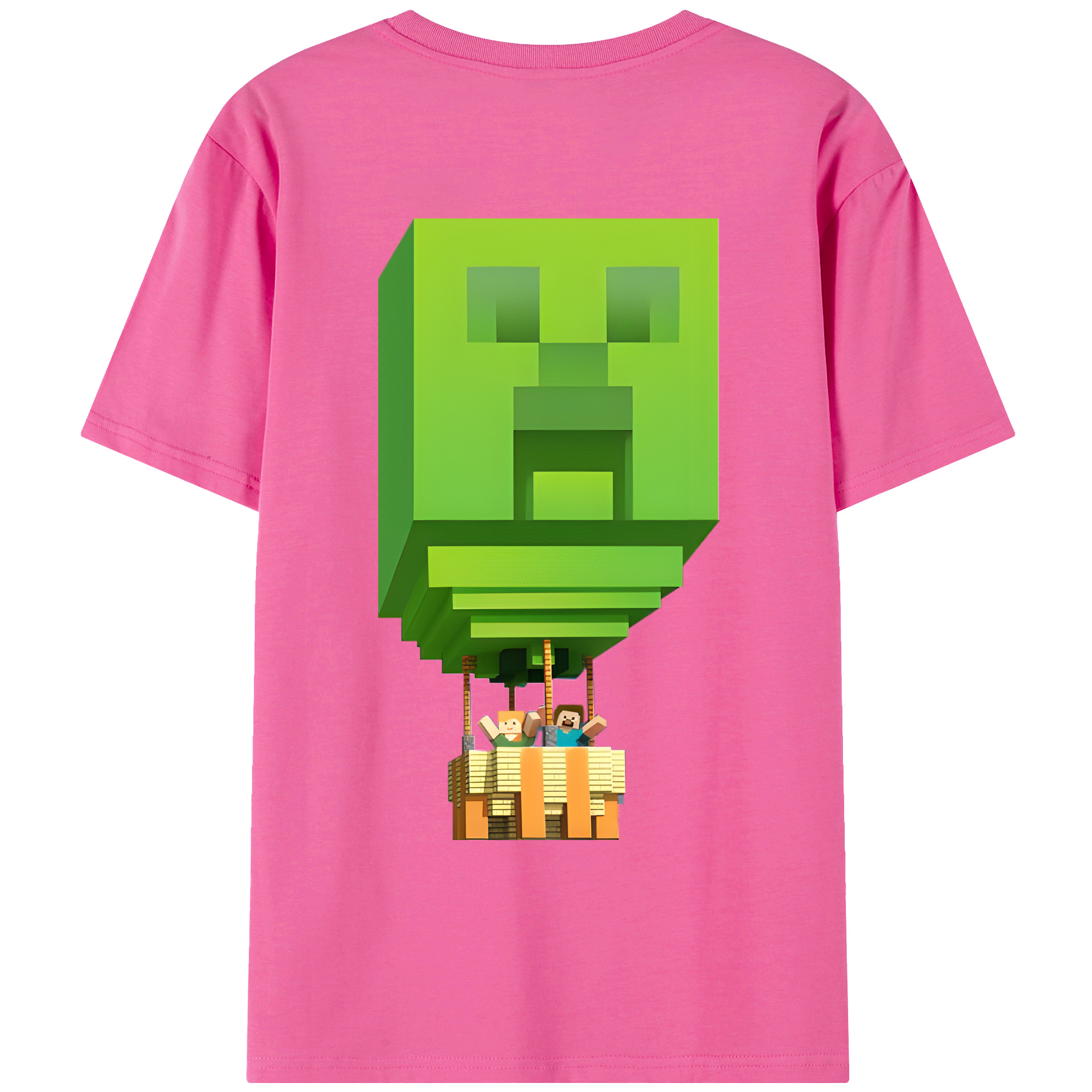 （画像用） マインクラフト ブロックの世界 Minecraft MC Block world レディース半袖Tシャツ(バックプリント)